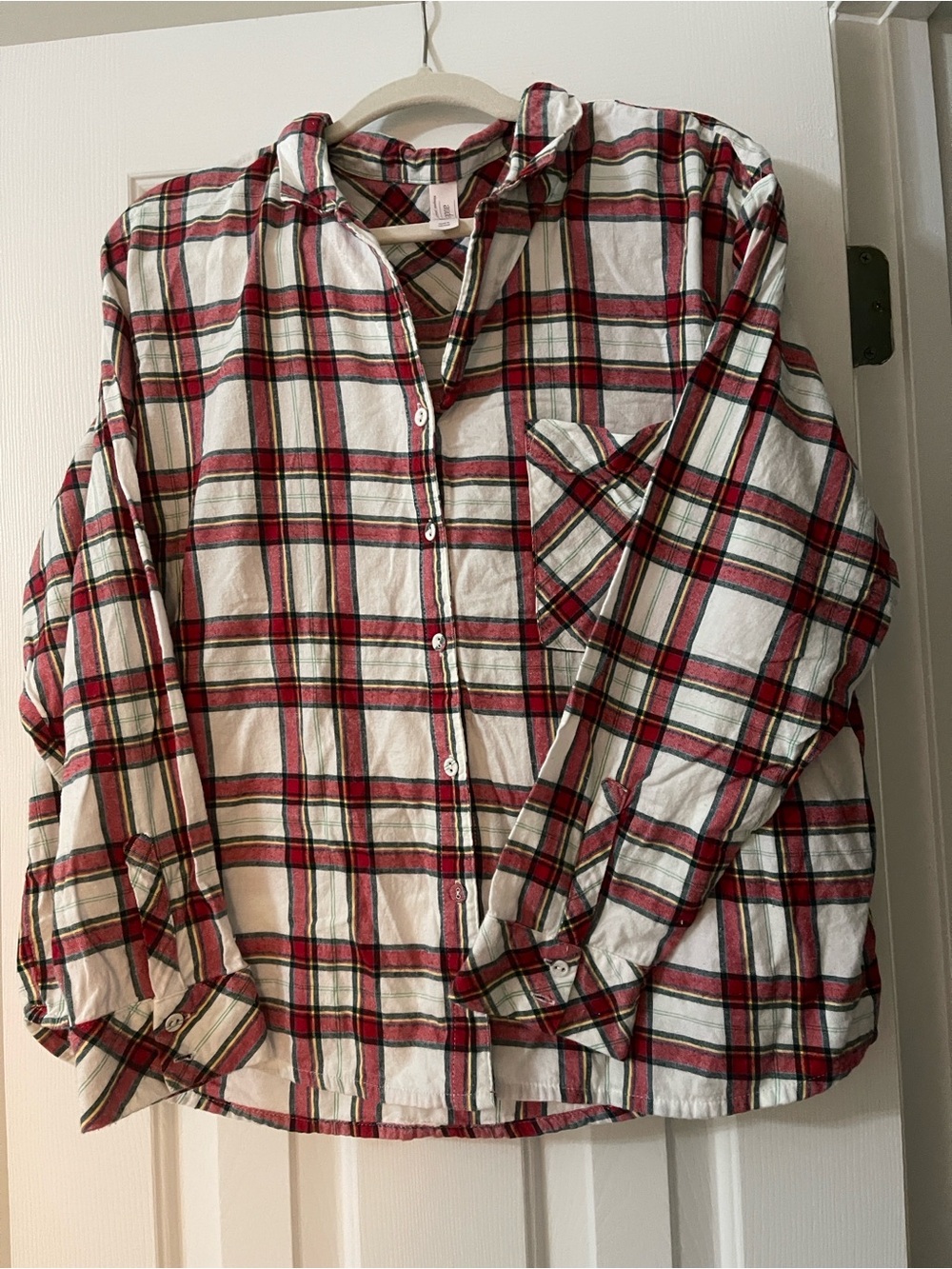 Women’s Red Plaid Button-Up PJ set